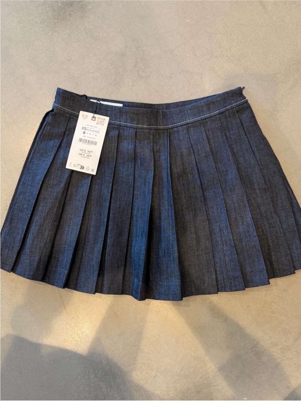 Zara Pleated Denim Mini Skirt